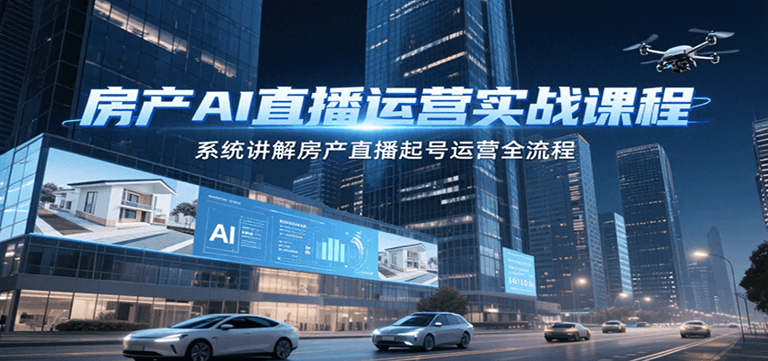 房产AI直播运营实战课程，系统讲解房产直播起号运营全流程-KAI的视界