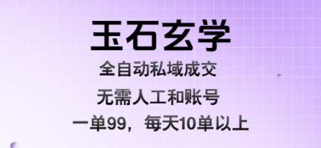 玉石玄学全自动私域成交，一单99每天十单以上，无需人工和矩阵账号，蓝海项目直接干【揭秘】-KAI的视界