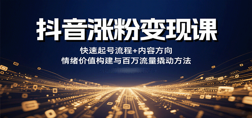 抖音涨粉变现课，快速起号流程+内容方向+情绪价值构建与百万流量撬动方法-KAI的视界