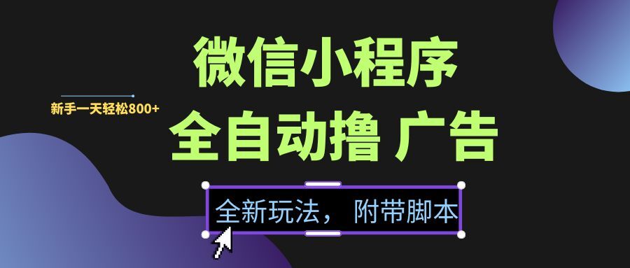 （15134期）微信小程序挂机撸广告，全新玩法，新手一天轻松800+【附带脚本】-KAI的视界