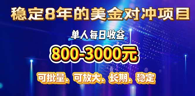 （15782期）稳定8年的美金对冲创业项目，单人每日收益800-3000，小众暴力项目-KAI的视界