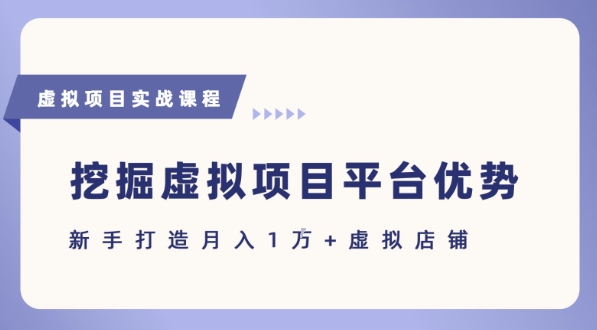 抓住虚拟项目各平台优势，新手轻松月入1W+(给出具体建议)-KAI的视界