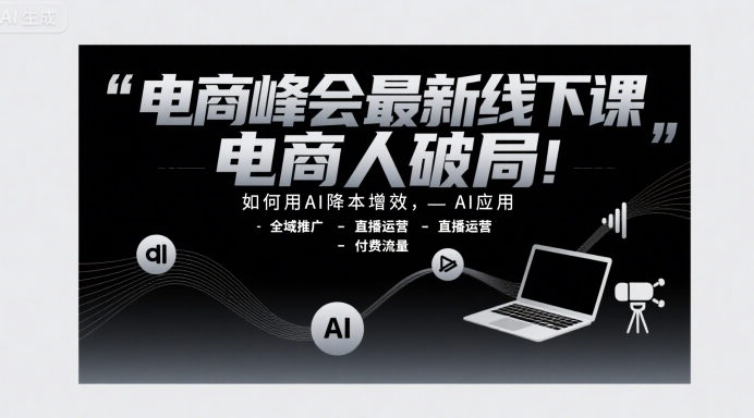 电商峰会最新线下课，电商人破局，如何用AI降本增效，AI应用-全域推广-直播运营-付费流量-KAI的视界