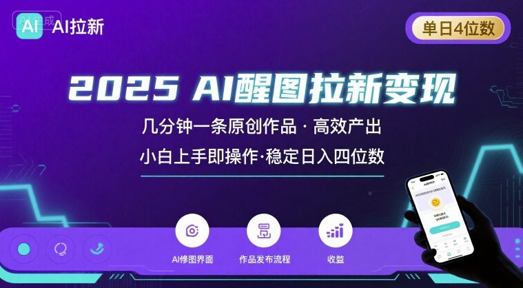 2025最强AI醒图拉新，几分钟一条原创作品，单日收入4位数，小白也能上手操作-KAI的视界