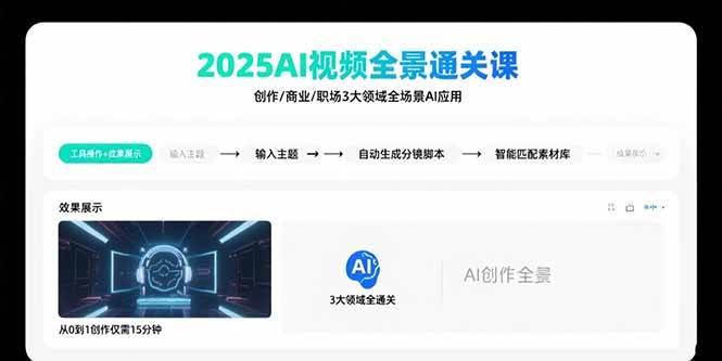 （15762期）2025AI视频全景通关课：涵盖创作/商业/职场3大领域 掌握AI全场景应用-KAI的视界