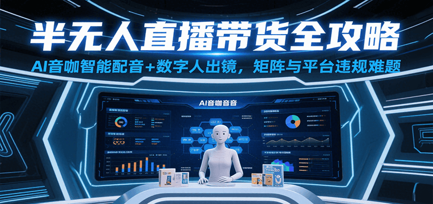 半无人直播带货全攻略：AI音咖智能配音+数字人出镜，解决账号矩阵与平台违规难题-KAI的视界