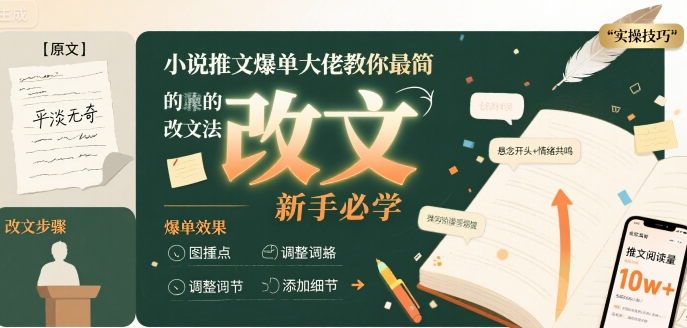 小说推文爆单大佬教你最简单的改文方法实操课，新手必学-KAI的视界