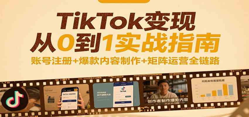TikTok变现从0到1实战指南：账号注册+爆款内容制作+矩阵运营全链路-KAI的视界
