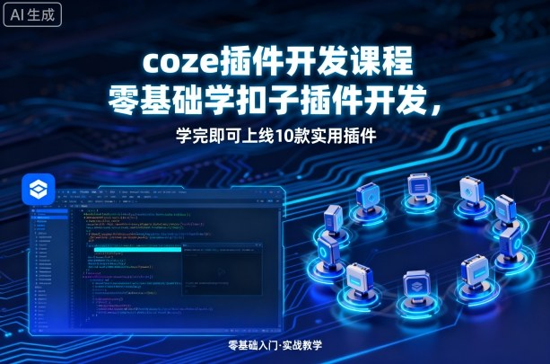 coze插件开发课程，零基础学扣子插件开发，学完即可上线10款实用插件-KAI的视界