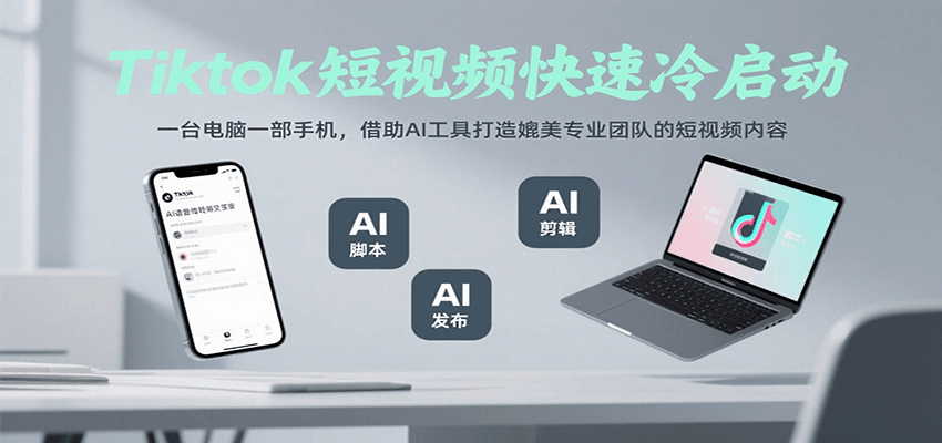 Tiktok短视频快速冷启动，一台电脑一部手机，借助AI工具打造媲美专业团队的短视频内容-KAI的视界