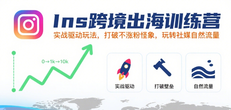 Ins跨境出海训练营，实战驱动玩法，打破不涨粉怪象，玩转社媒自然流量-KAI的视界