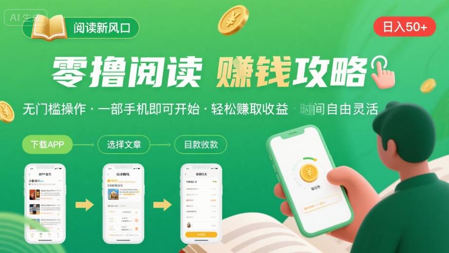 零撸阅读新风口，无门槛轻松挣，一部手机，日入 50-3张【揭秘】-KAI的视界