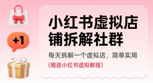 小红书虚拟店铺拆解社群，每天拆解一个虚拟店，简单实用(赠送小红书虚拟教程)-KAI的视界