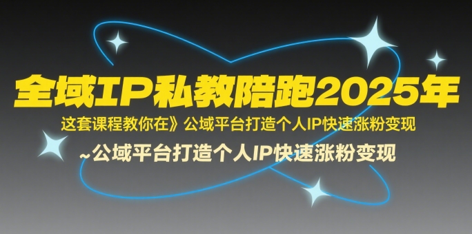 全域IP私教陪跑2025年，这套课程教你在公域平台打造个人IP快速涨粉变现-KAI的视界