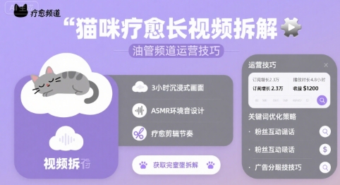 猫咪疗愈长视频拆解 &油管频道运营技巧-KAI的视界