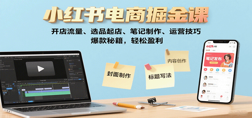 小红书电商掘金课：开店流量、选品起店、笔记制作、运营技巧，爆款秘籍，轻松盈利-KAI的视界