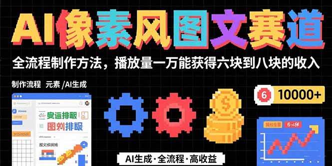 （15572期）AI像素风图文赛道：全流程制作方法，播放量一万能获得6块到8块的收入-KAI的视界