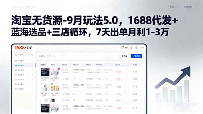 （15972期）淘宝无货源-9月玩法5.0，1688代发+蓝海选品+三店循环，7天出单月利1-3万-KAI的视界