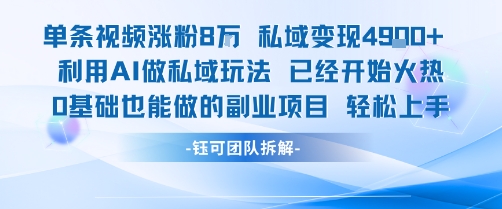 单条视频私域变现4.9k+利用AI做私域玩法 已经开始火热0基础也能做的副业项目轻松上手-KAI的视界