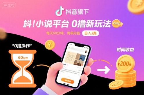 抖音旗下小说平台0撸新玩法，每天挂G60分钟，简单无脑，日入2张【揭秘】-KAI的视界