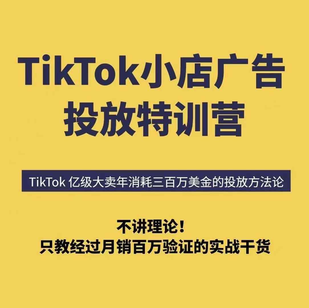 TikTok小店广告投放特训营，6天破局计划专治各种“投不动”，教你经过月销百万验证的实战干货-KAI的视界