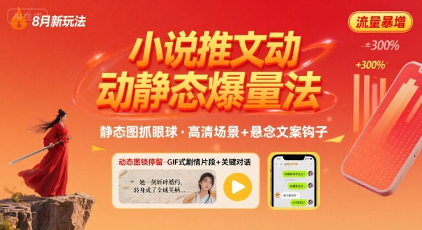 8月小说推文全新玩法，动静态图片+搭配小说文案爆量玩法-KAI的视界