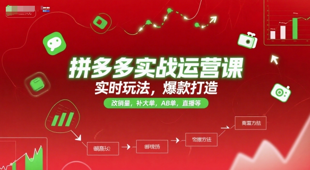 拼多多实战运营课，实时玩法，爆款打造，改销量，补大单，AB单，直播等（更新2025月）-KAI的视界