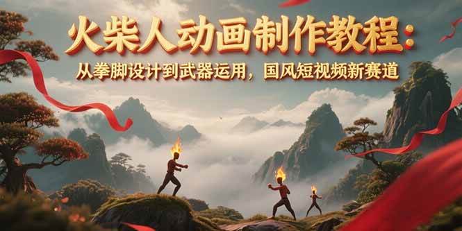 图片[1]-（15171期）火柴人动画制作教程：从拳脚设计到武器运用，国风短视频新赛道-KAI的视界