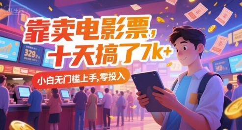 靠卖电影票，十天搞了7k+，小白无门槛上手，零投入【揭秘】-KAI的视界