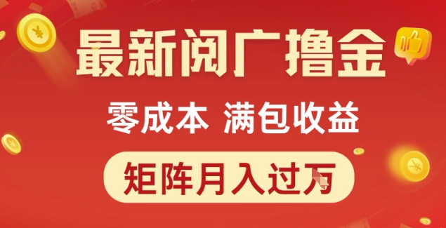 最新阅广撸金项目，零成本满包收益，可矩阵操作，月入过1W【揭秘】-KAI的视界