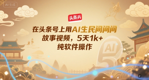 在头条号上用AI生民间故事视频，5天1k+，纯软件操作-KAI的视界