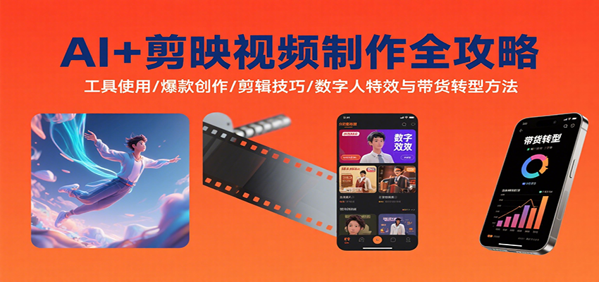 AI+剪映视频制作全攻略：工具使用/爆款创作/剪辑技巧/数字人特效与带货转型方法-KAI的视界
