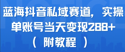蓝海抖音私域赛道，实操单账号当天变现288+(附教程)-KAI的视界