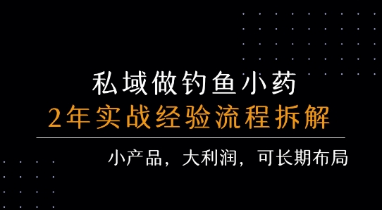 私域做钓鱼小药 每单利润3张+ 详细流程拆解-KAI的视界