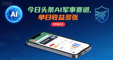 今日头条AI军事赛道，单日收益多张 ，手机可做【附指令】-KAI的视界