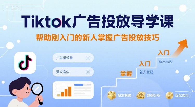 Tiktok广告投放导学课，帮助刚入门的新人掌握广告投放技巧-KAI的视界