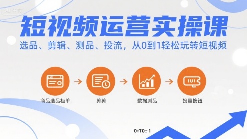 短视频运营实操课，选品、剪辑、测品、投流，从0到1轻松玩转短视频-KAI的视界