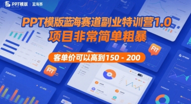 PPT模版蓝海赛道副业特训营1.0，项目非常简单粗暴，客单价可以高到150-200-KAI的视界