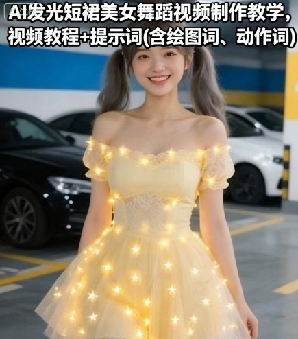 AI发光短裙美女舞蹈视频制作教学，视频教程+提示词(含绘图词、动作词)-KAI的视界