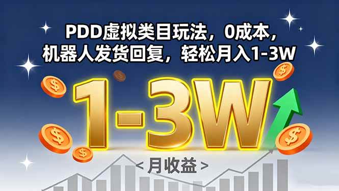 （15968期）PDD虚拟类目玩法，0成本，机器人发货回复，轻松月入1-3W-KAI的视界
