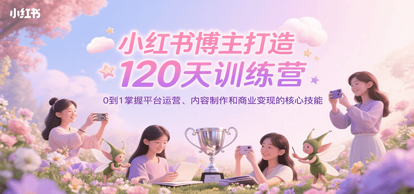 小红书博主打造120天训练营，0到1掌握平台运营、内容制作和商业变现-KAI的视界