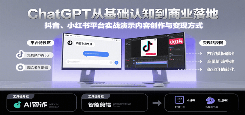 ChatGPT从基础认知到商业落地，实战演示抖音、小红书等平台的内容创作与变现-KAI的视界
