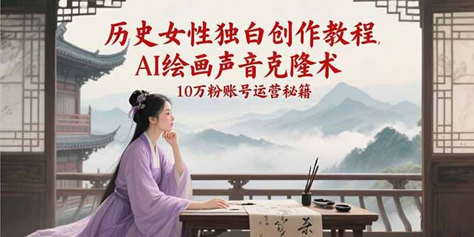 （15186期）历史女性独白创作教程，AI绘画声音克隆术，10万粉账号运营秘籍-KAI的视界