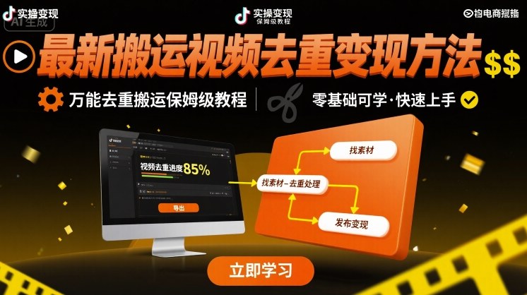 最新搬运视频去重变现方法，万能去重搬运保姆级教程-KAI的视界