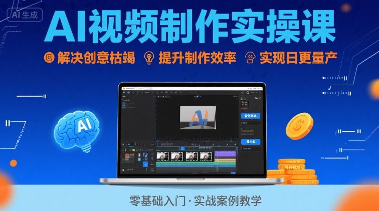 Ai视频制作实操课，解决创意枯竭、效率低下痛点，实现日更量产可持续变现-KAI的视界