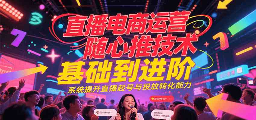 直播电商运营随心推投放技术基础到进阶，系统提升直播起号与投放转化能力-KAI的视界