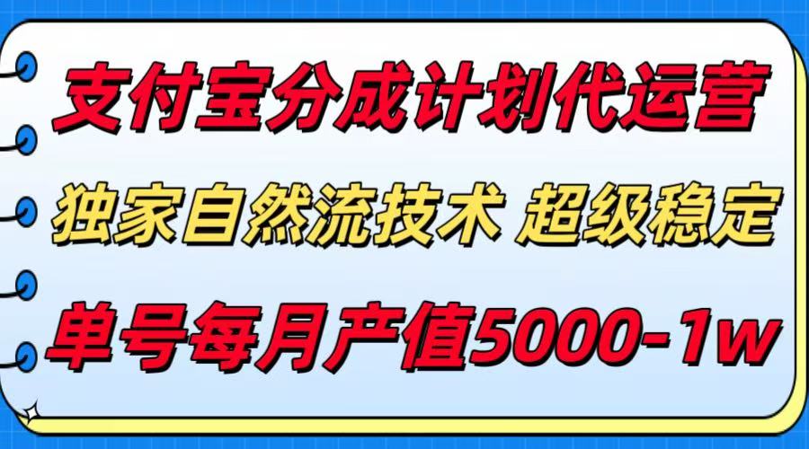 支付宝分成计划代运营，独家自然流技术，收益稳定，单号月产5000＋-KAI的视界