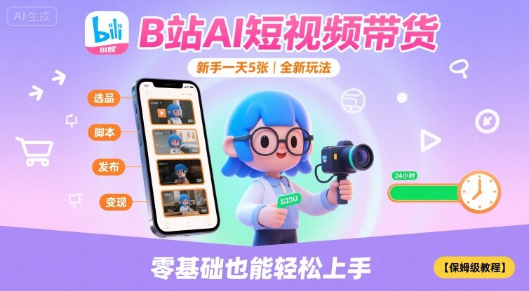 B站AI短视频带货，新手一天5张，全新玩法【保姆级教程】-KAI的视界