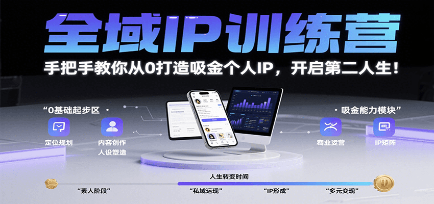 全域IP训练营，手把手教你从0打造吸金个人IP，开启第二人生！-KAI的视界