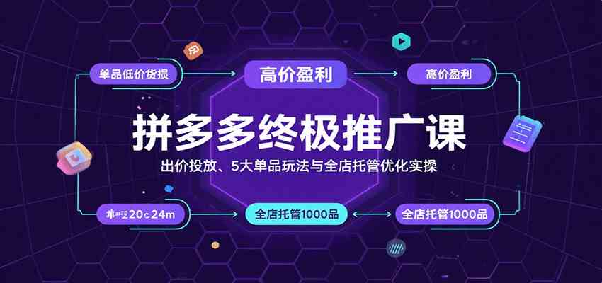 拼多多终极推广课：出价投放、5大单品玩法与全店托管优化实操-KAI的视界